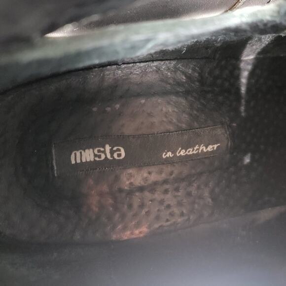 Miista Ankle Bootie Women 10 Clarissa Marbled Acrylic Heel Black Leather Buckle - Picture 10 of 13